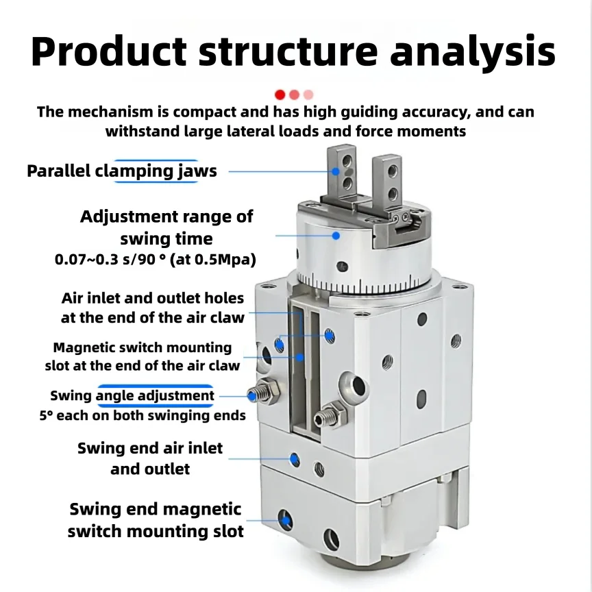 أسطوانة إصبع متأرجحة بمخلب هواء دوار MRHQ10D/16D-90S/180S-N #4