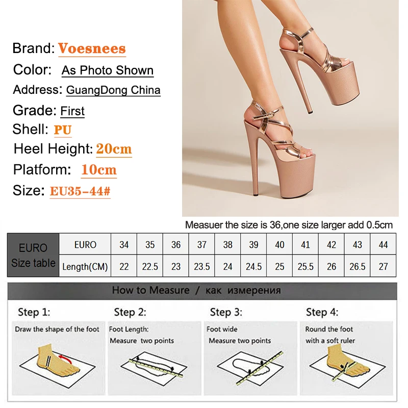 Summer Sandals Women 20CM Platform Hollow out Roman High Heels Party Nightclub Women\'s Shoes Champagne PVC Transparent Stiletto