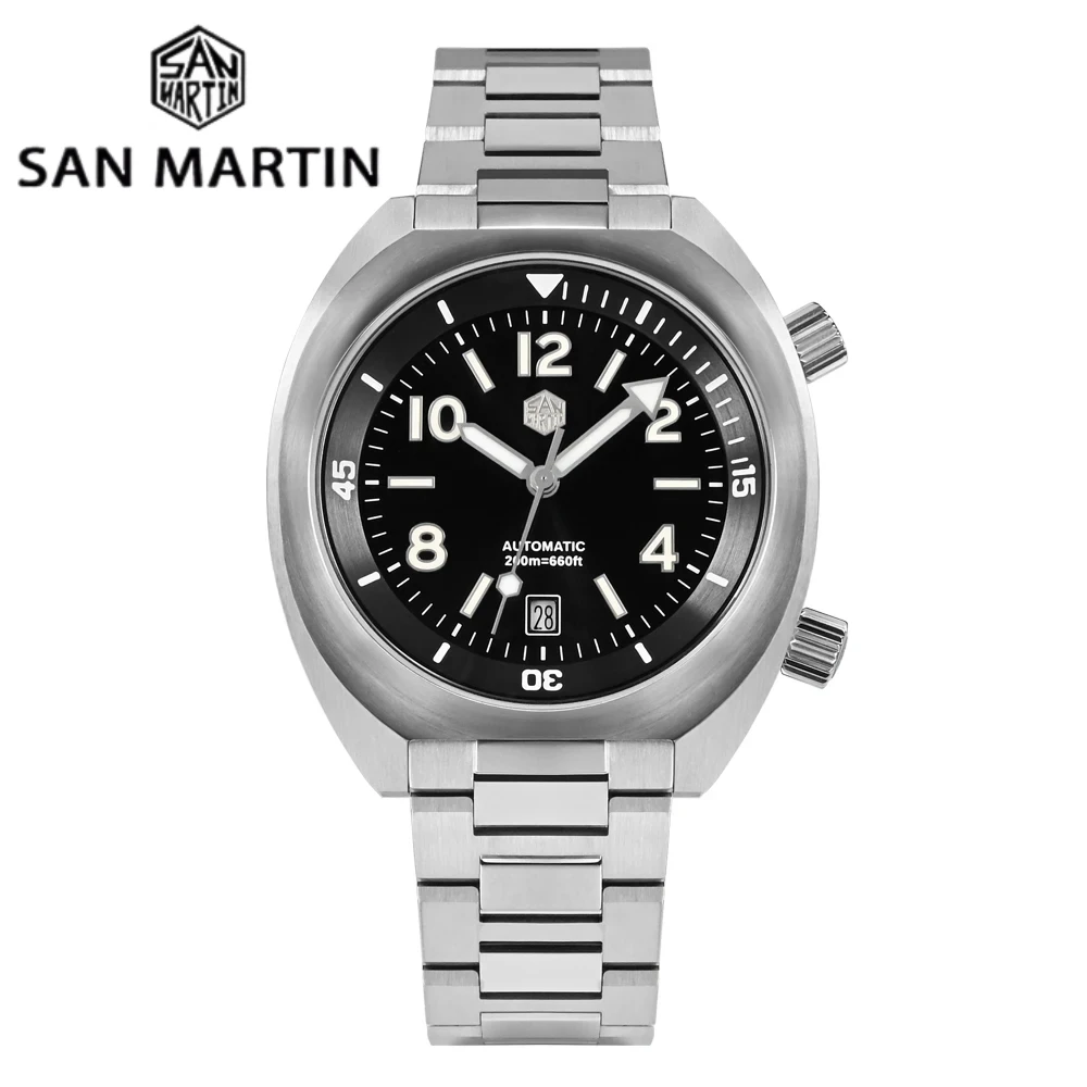 San Martin Men Diving Watch YN55 Button Control Bidirectional Turn Chapter Ring Automatic Mechanical Sapphire Waterproof 200m