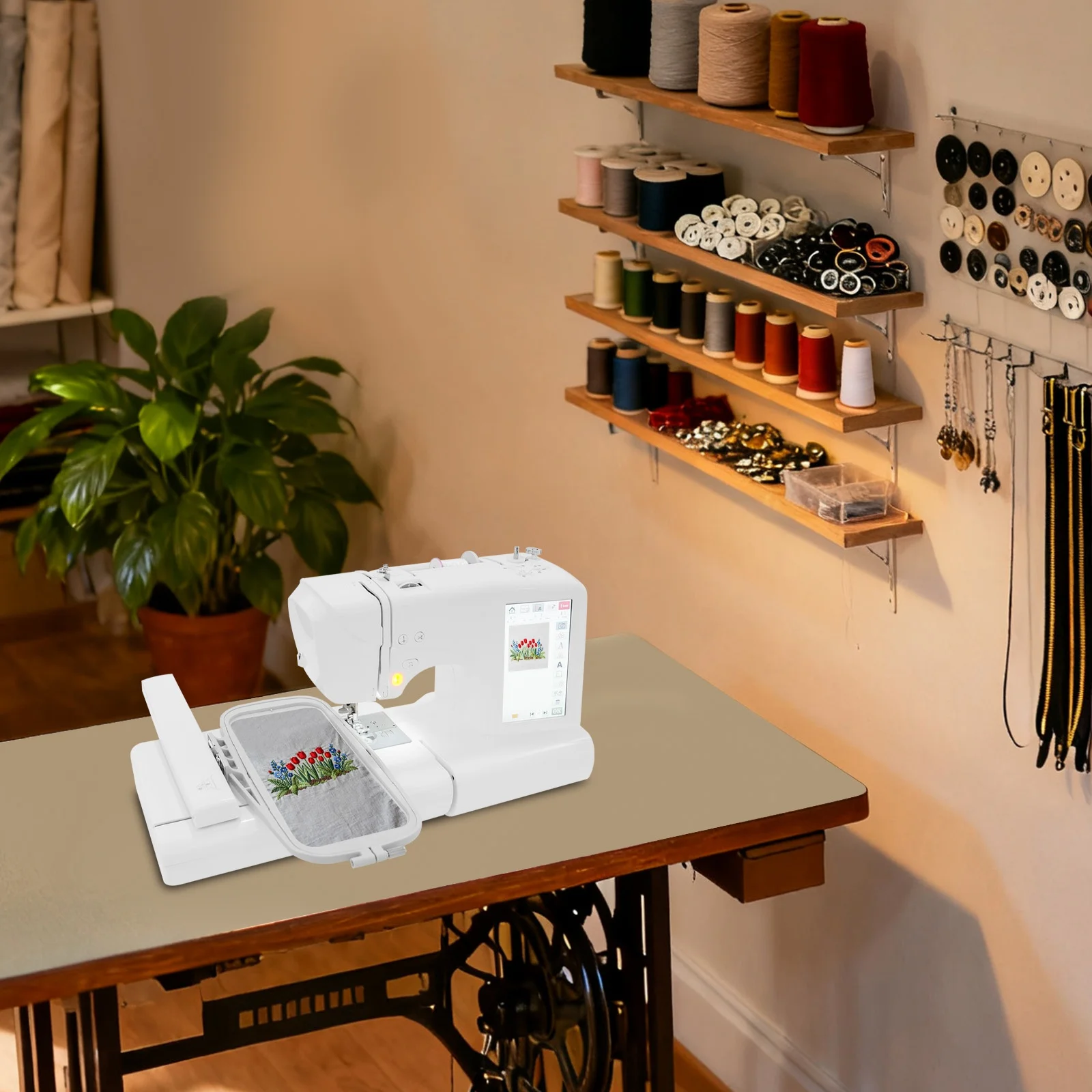 45W Embroidery Machine US Standard, Computerized Embroidery&Sewing Machine, Automatic Embroidery Machine With 7 Inch Screen
