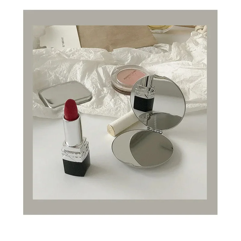 깨지지 않는 INS 양면 휴대용 거울, 플립 커버 휴대용 소형 화장 거울 (여성 여행 및 기숙사용)