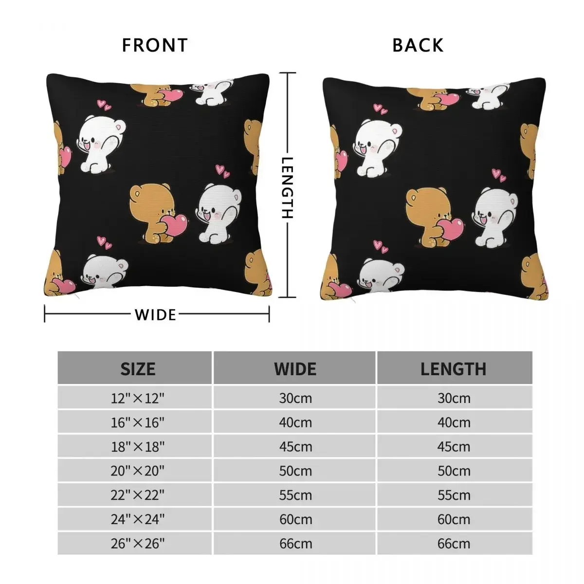 Cute Milk Mocha Square Pillowcase Pillow Cover Polyester Cushion Decor Comfort Throw Pillow for Home Bedroom