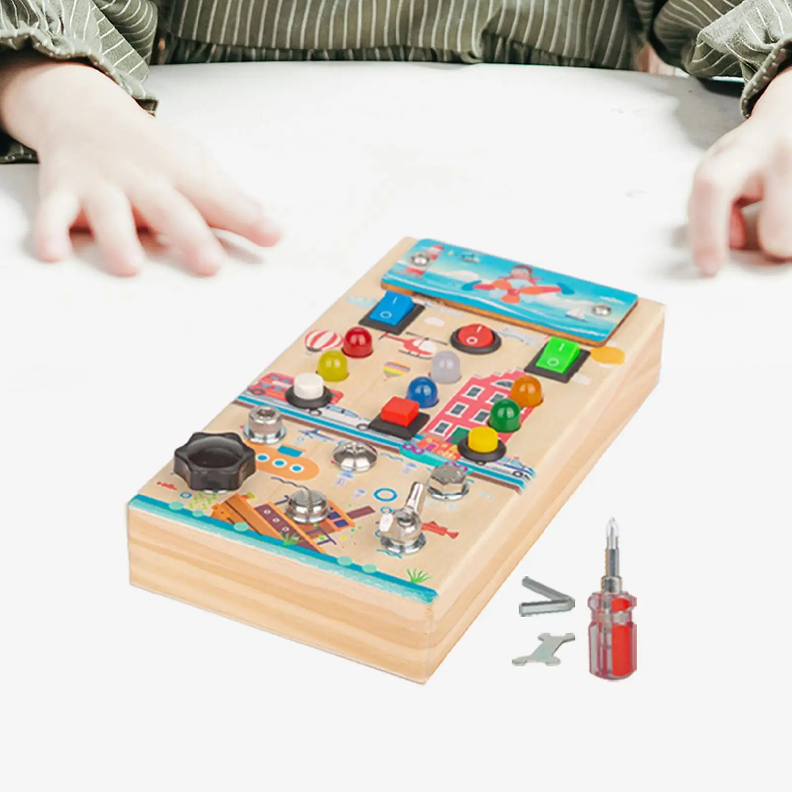 Switch Light Toy Busy Board Wooden Toy for Preschool Travel Toddlers 1-3