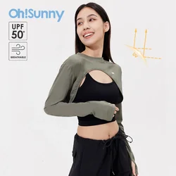 OhSunny Women Spring and Summer Sunscreen Shawl Coolchill Section Anti-UV UPF50+ Sunshade Slim Pullover Sun Protection Clothing