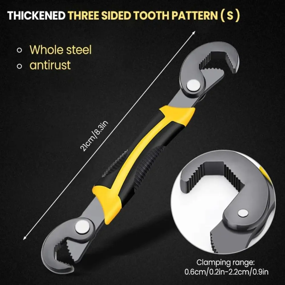 3 면 톱니 달린 다기능 목공 스패너, 범용 조정 가능한 렌치, 조정 가능한 수공구, 포켓 렌치