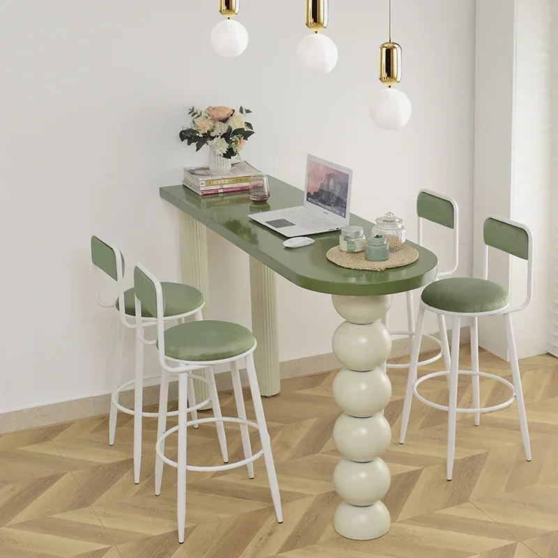 Light luxury cream style solid wood paint bar table and chairs Internet celebrities ins wall partition strip high t