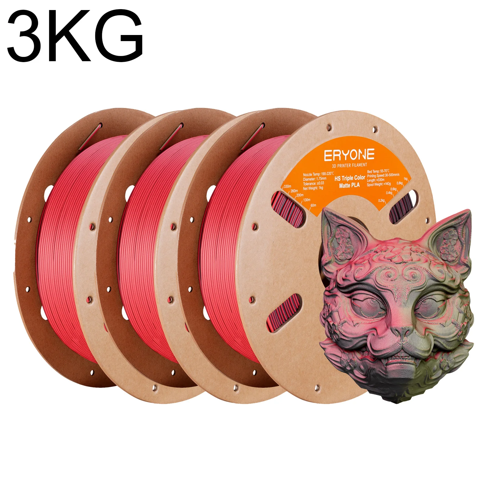 ERYONE 3KG Promotie PLA Matte driekleurige Filament 1.75mm Voor 3D-printen FDM Printer Snelle levering Nieuwe aanwinst 1kg/Spoel