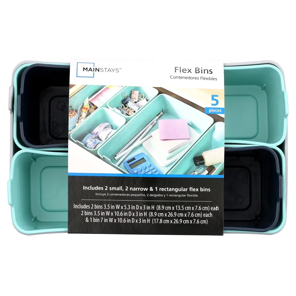 Set of 5 Flexible Plastic Drawer Organizers