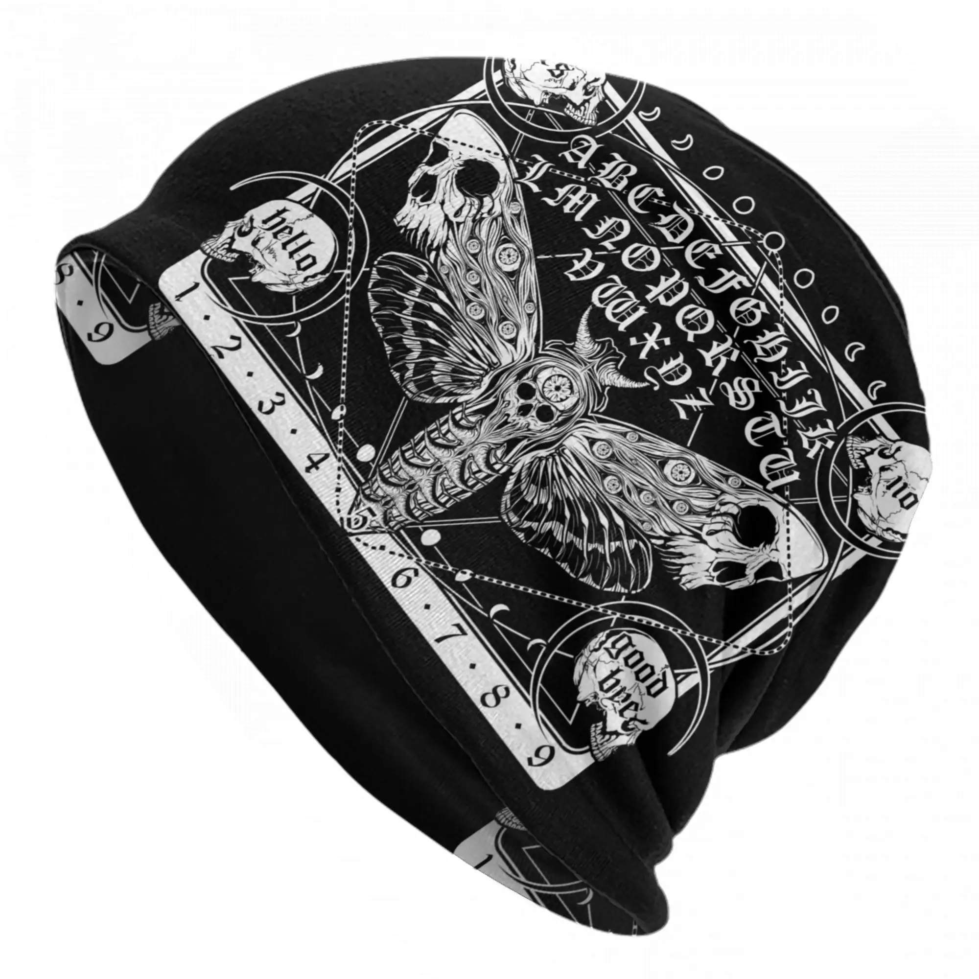 Death Moth Spirit Board Mystical Skullies Beanies Hats Ouija Board Skull Halloween Men Women Ski Cap Warm Dual-use Bonnet Hat