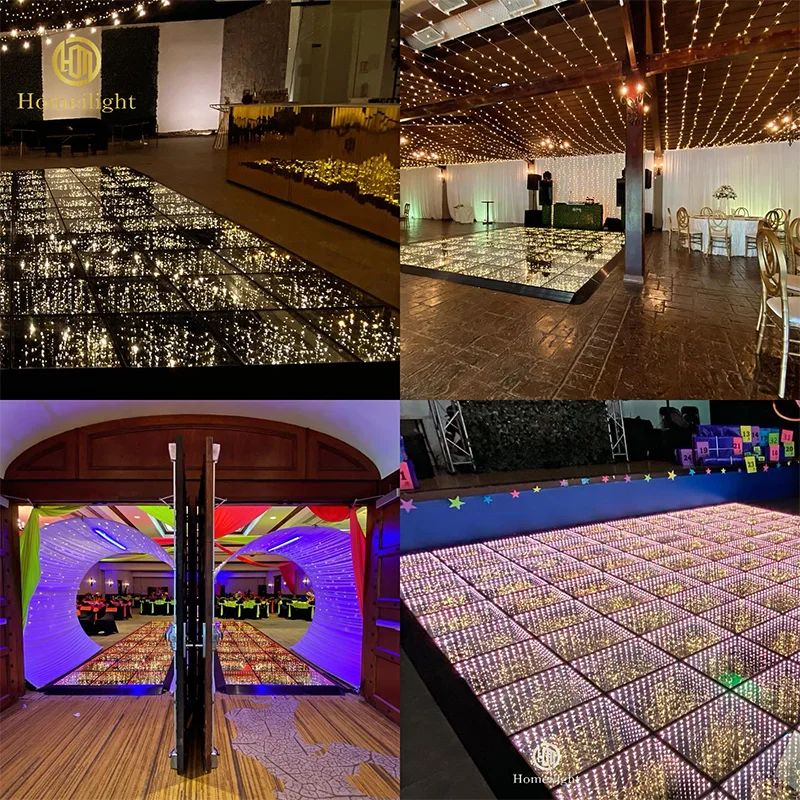 

High Brightness LED Dance Floor RGB 3D Mirror Golden Starry Dance Floor Support Phone Control