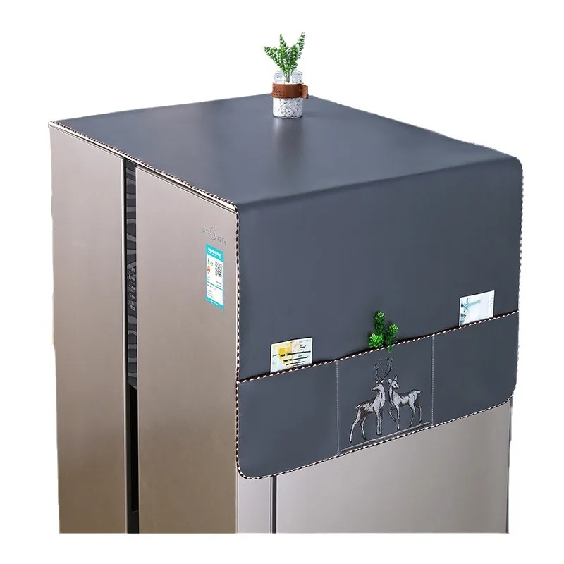 

Leather Refrigerator Cover Waterproof Oil-Proof Wash-Free,Dustproof Protector for Fridge Washing Machine Microwave Oven