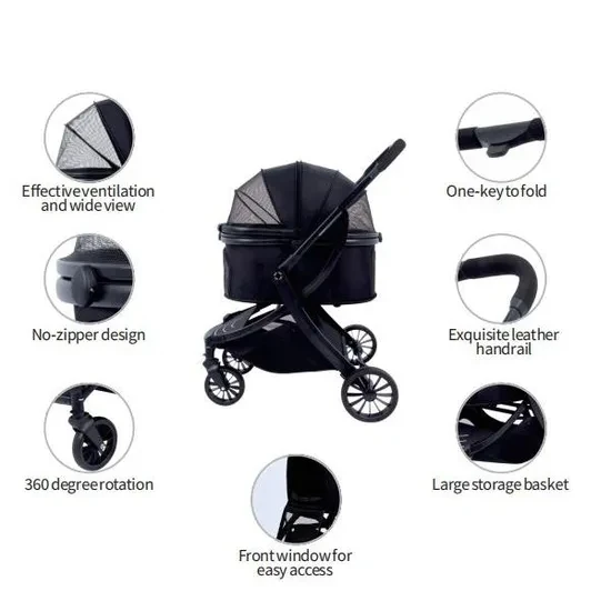 Wholesale Foldable Puppy Travel Carrier Jogger Cat Dogtrolley Pet Stroller