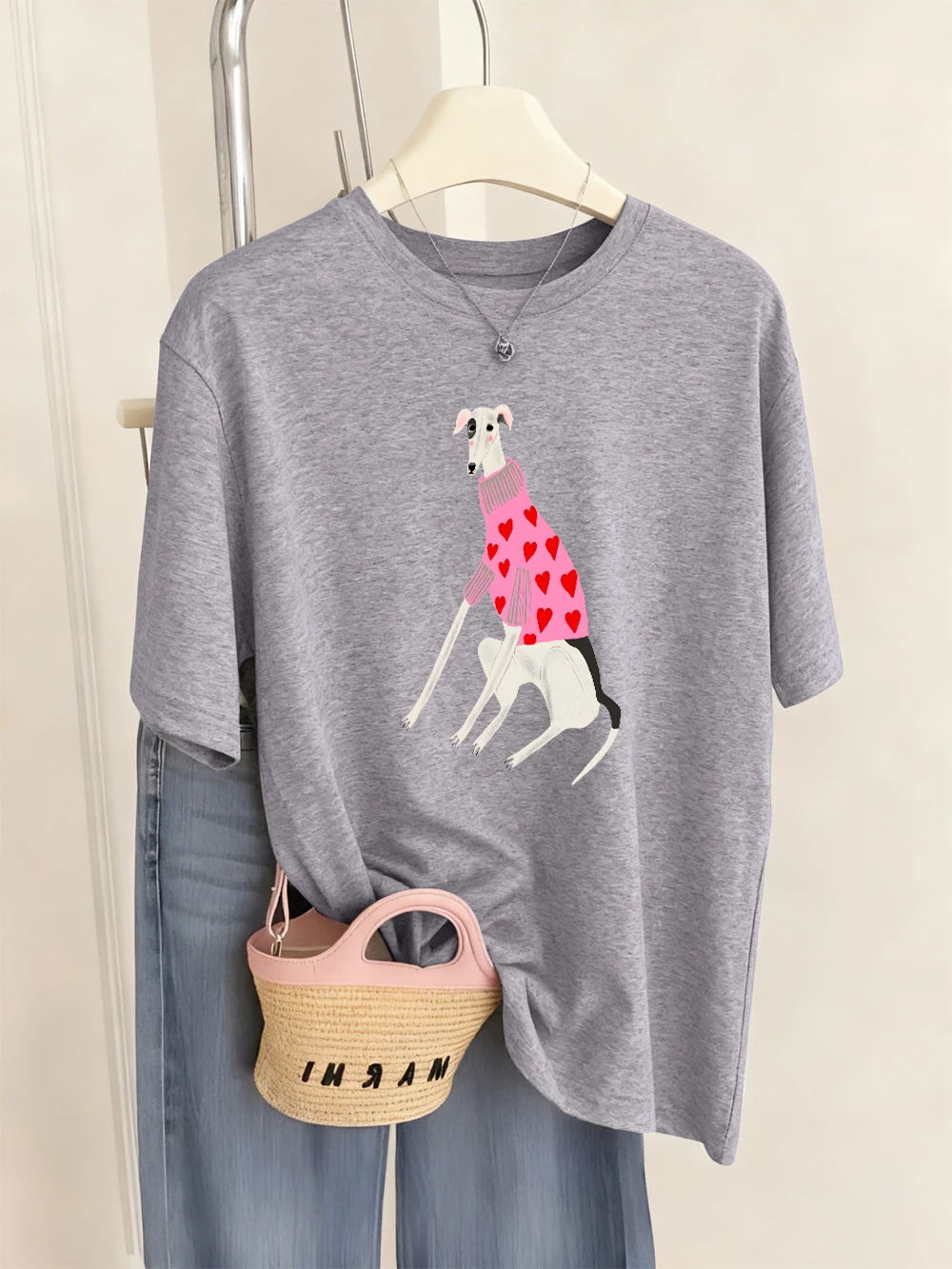 Lustiges T-Shirt mit Dackel-Hund-Aufdruck, Damen-Basic-T-Shirt mit O-Ausschnitt, bequeme, lockere Kurzarm-Tops, Sommer, weiche Damenkleidung