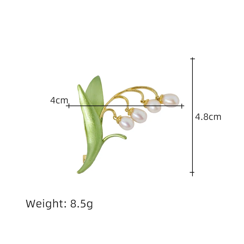 Natural Freshwater Pearl Green Bell Orchid Brooch Women's Luxury Jewelry Fashion Women's and Girls' Gifts GO0568