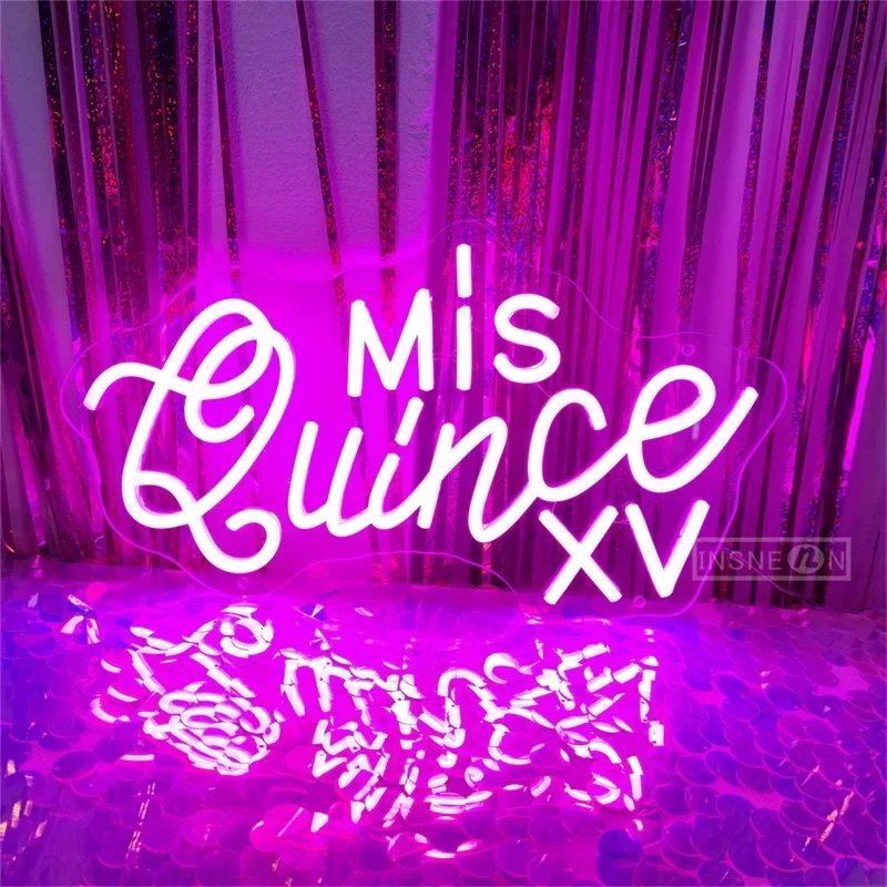 Mis Quince Neon Signs Wall Decor Power Cord  Wall Hanging Multipurpose Neons Sign LED Lights Birthday Party Gift for Lover neon