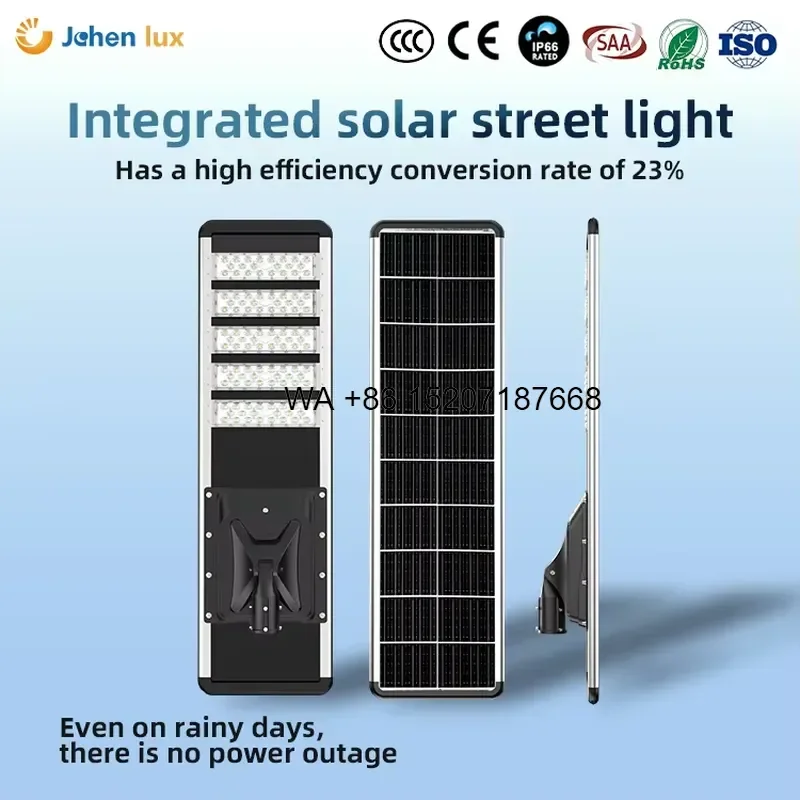 Wmwmnu for High Power 300W Waterproof LED Solar Street Light with Built in Battery IP66 Monocrystalline Solar Panel Aluminum