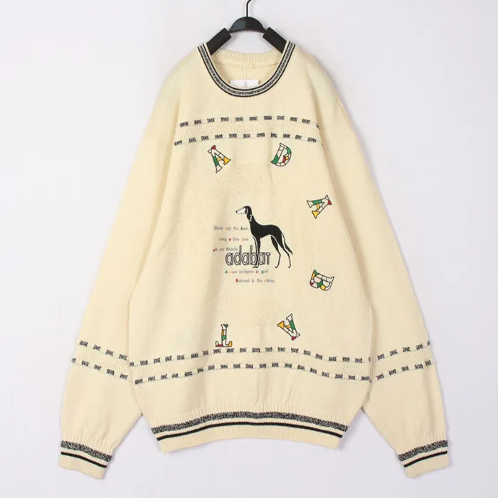 

Vintage Harajuku Sle Cartoon Embroidery 3D Pattern Kids Fun Soft Girl Sweater Autumn Season Long Sve round Ne Wool Blend