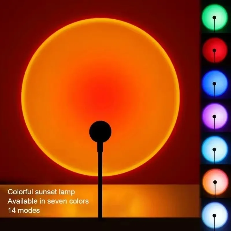 

USB LED-светильник для фотосъемки с эффектом заката, RGB-подсветка с радужной атмосферой, настенный светильник для декора спальни, ночник с проекцией