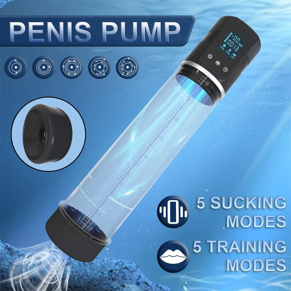 Bomba de vacío eléctrica para agrandar el pene, entrenador extensible, vibrador de succión, Vagina, coño, masturbador masculino, copa, Juguetes sexuales para adultos para hombres