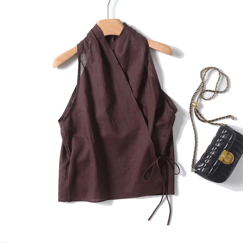 DiYiG mujer 2025 novedad de verano producto moda cuello colgante camiseta sin mangas única cuello redondo Top sin mangas Mujer