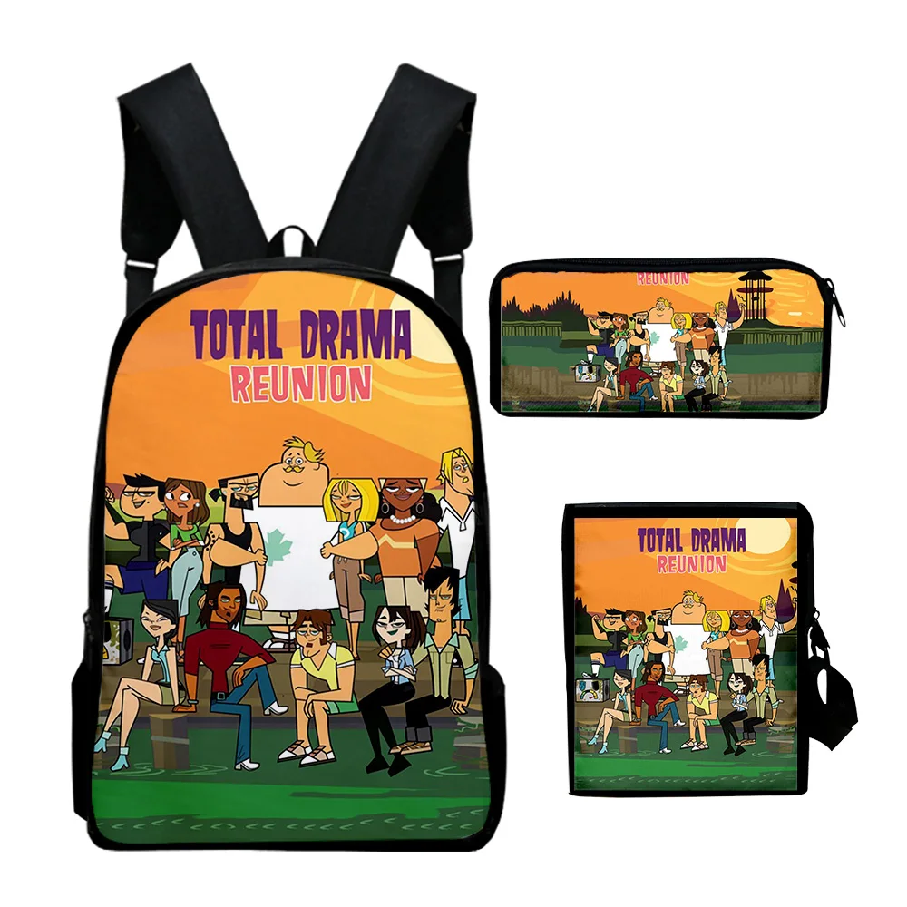 

Popular Cartoon Total Drama 3D Print 3pcs/Set pupil School Bags Laptop Daypack Backpack Inclined shoulder bag Pencil Case