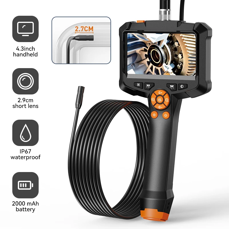 HD1080p Endoscope Camera 4.3inch 8mm Single/Dual Lens IP67 Waterproof Car Inspection Borescope Industrial Endoscope Camera