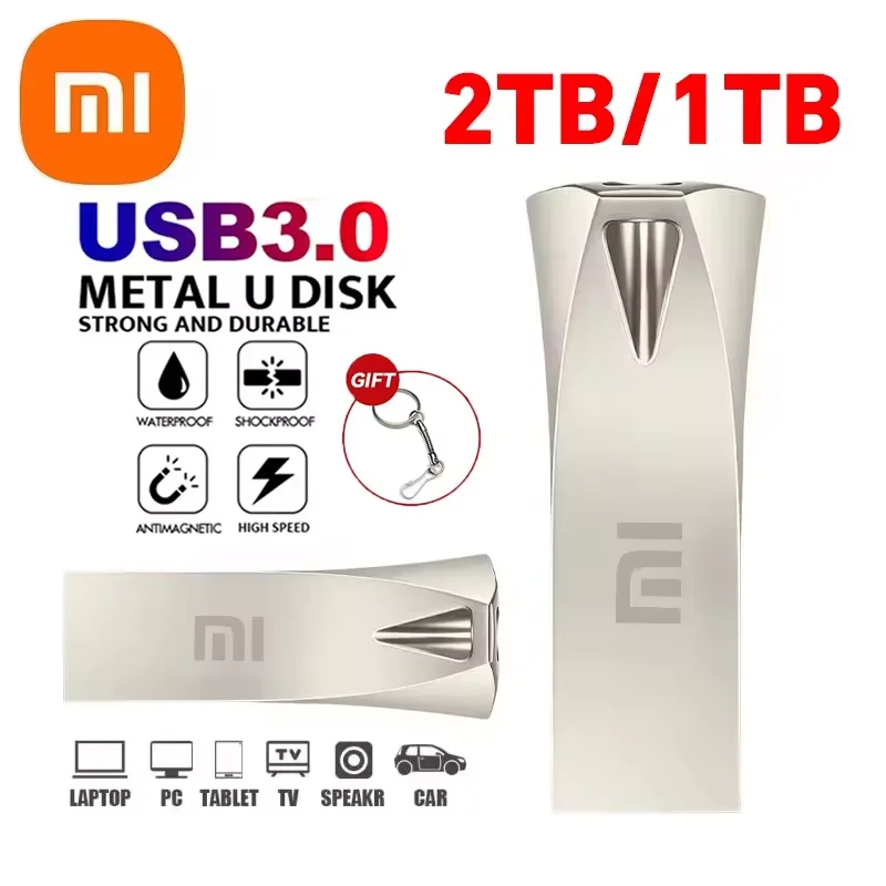 Xiaomi ไดรฟ์ปากกา3.0 USB โลหะ2TB แฟลชไดรฟ์ USB ความเร็วสูงต้นฉบับ1TB กันน้ำ USB Memory Stick ถ่ายโอนข้อมูล