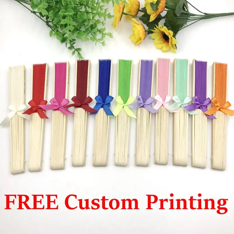 

40/45PCS Hand Foldable Fan Custom Printing Wedding Couple's Name and Date Personalized Party Giveaways Hand-made Gift Fans