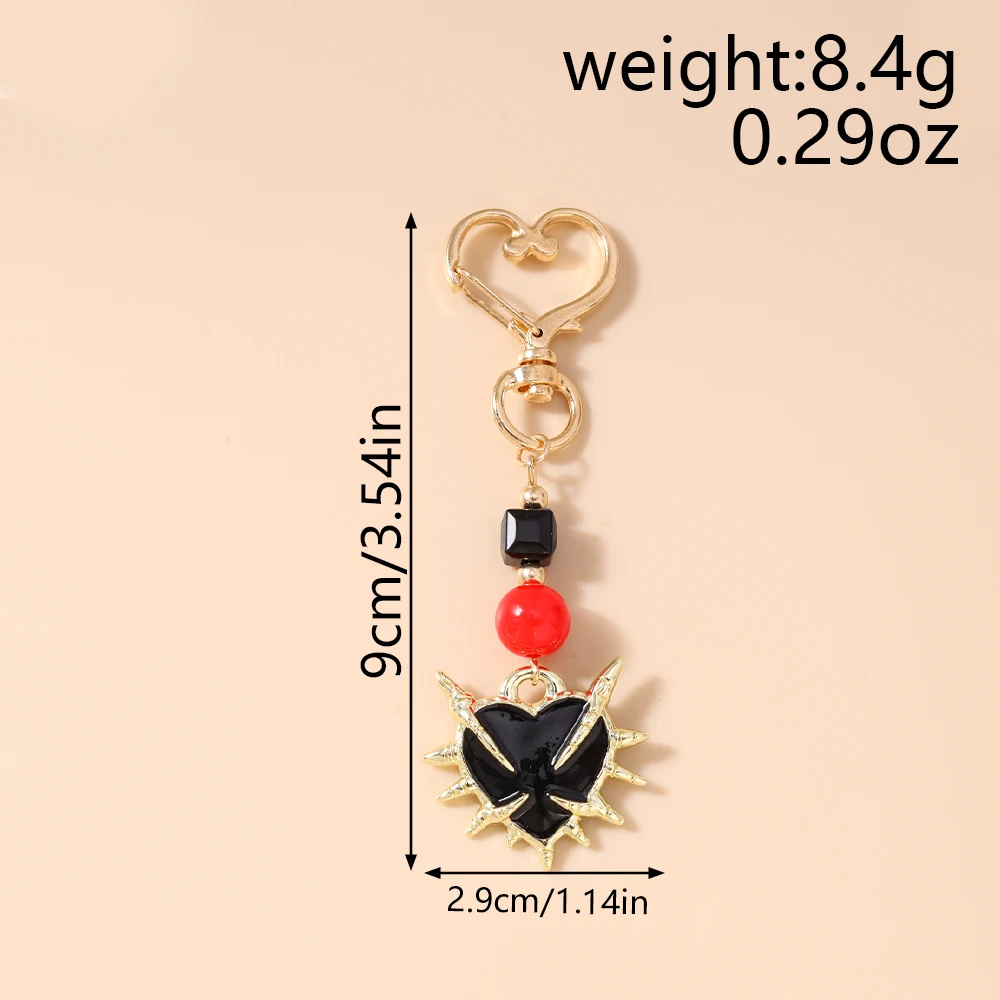 Aihua Gotischer Dornenherz-Schlüsselanhänger Steampunk Roter Herz-Schlüsselring für Damen Handtaschenanhänger DIY Schlüsselkette Ins Schmuck Geschenke – Detail 7