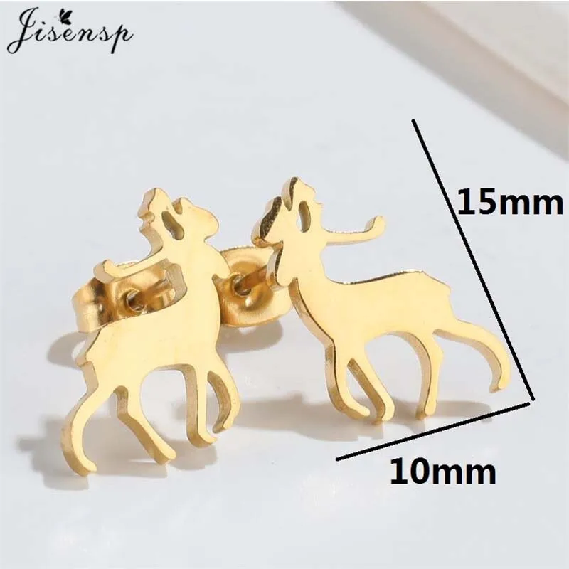 Asymmetry Stainless Steel Deer Snowflake Earring Cute Rabbit Ear Jewelry Girls Christmas Party Earrings Gifts Accessories