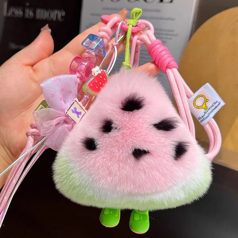 Concha de tortuga, piel de conejo, sandía, decoración colgante, mochila escolar de felpa, estatuilla colgante, bolsa de sandía, regalo