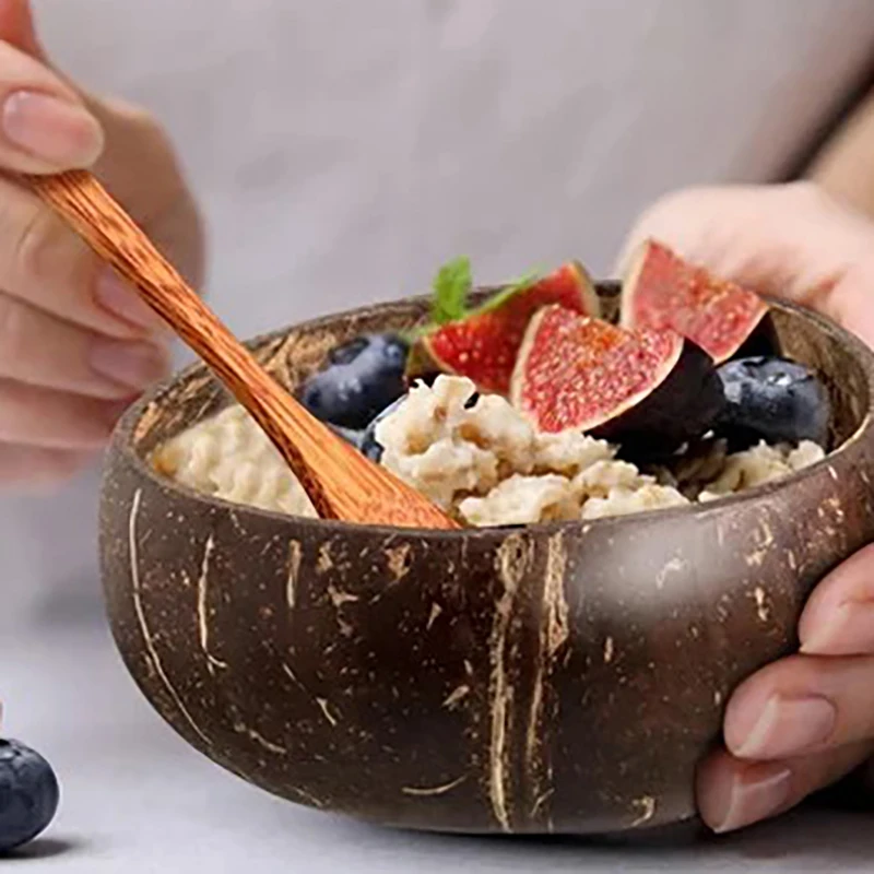 Natural Coconut Shell Bowl Coconut Bowl Light Food Container Fruit Salad Milkshake Dessert Bowl Southeast Asia Tableware Package