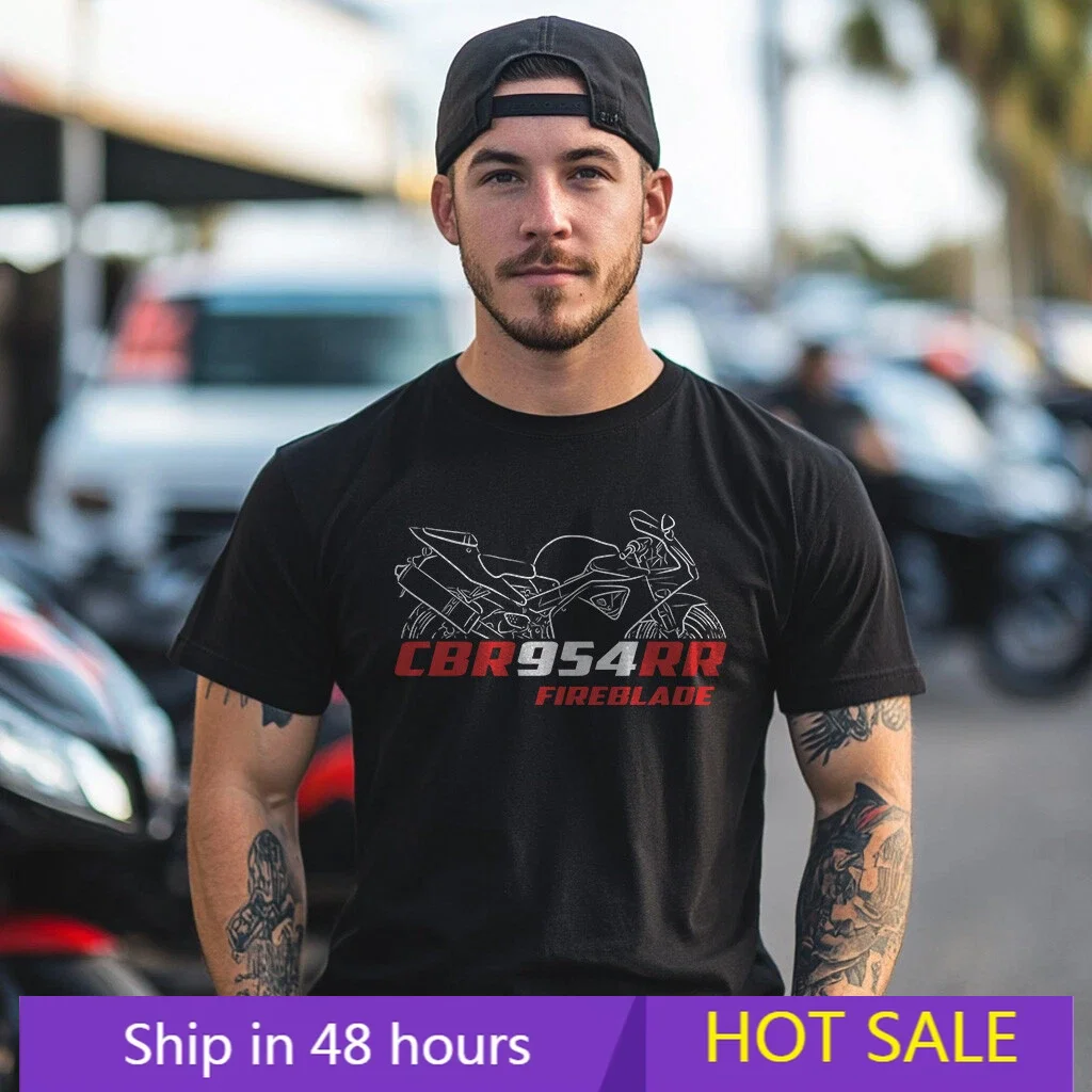 

Motorcycle T-shirts Ho.nd.as CBR954RR FireBlade 2002-2003 fans Biker Tee Graphic Summer Short Sleeves 100% Cotton Cool Tee
