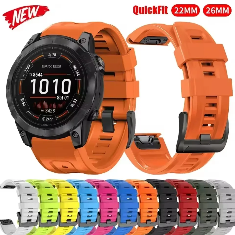 Quickfit Silicone Band for Garmin Tactix 8 7 Pro Fenix 8X 9 7 7X 6 5X Enduro 3 Forerunner 965 Strap 26mm 22mm Wristband Bracelet
