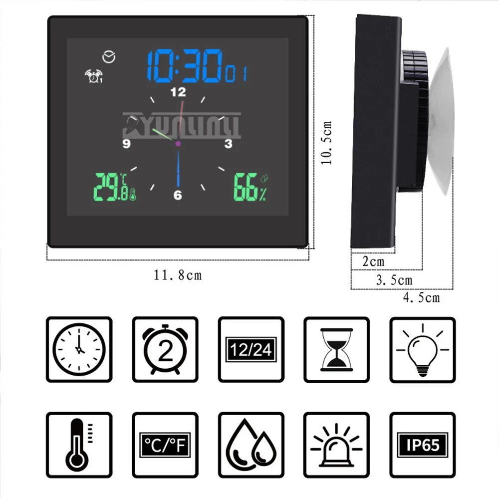 Jam Digital elektronik dalam ruangan, jam dinding kamar mandi tahan air untuk anak-anak, jam samping tempat tidur pelajar, jam Digital dalam ruangan