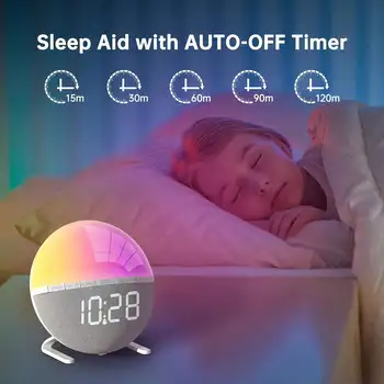 Sunrise Wake-Up Light Alarm Clock Color Changing Night Light with Natural Sound Digital Display for Bedroom Living Room Home Dec 1