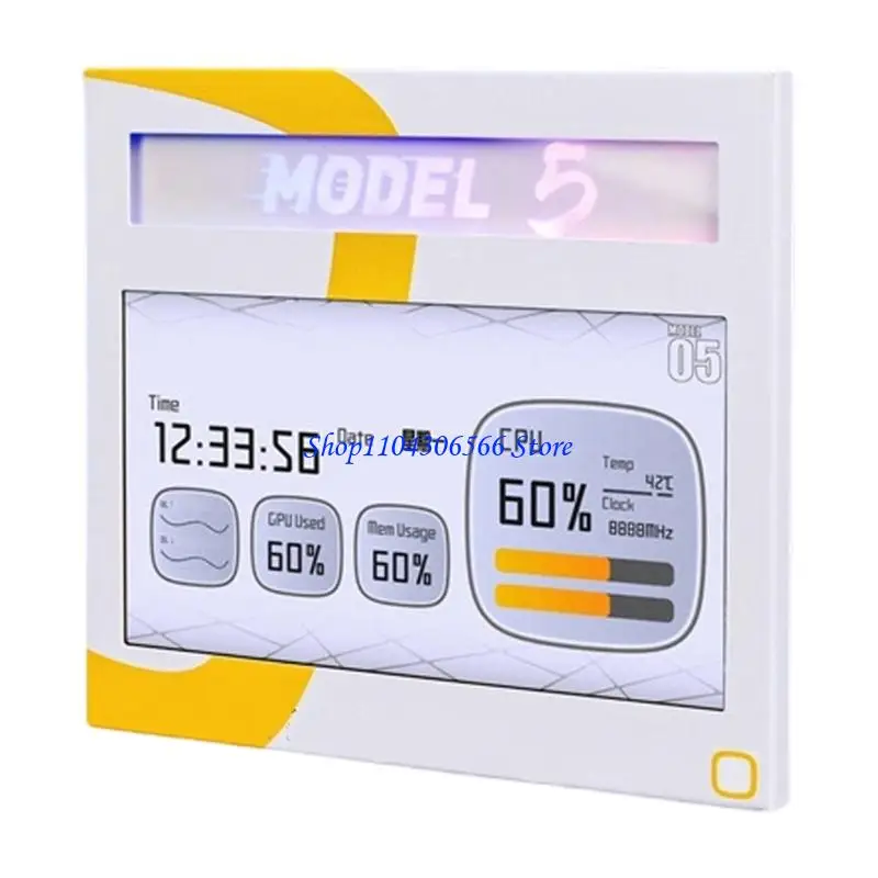 02DD 7inch Clear LCD Secondary Screen Panel For Computer Case Side Panel Easy Setup Wide Viewing