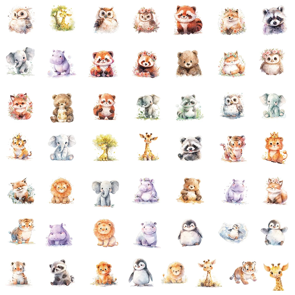 10/30/50pcs Cute Cartoon Oil Painting Animal Owl Stickers Waterproof Laptop Notebook Phone Suitcase Aesthetic Sticker Kids Toys