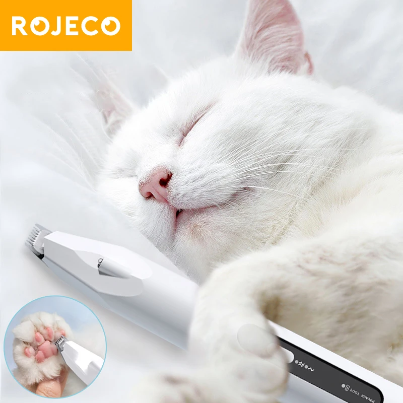 ROJECO Rechargeable Pet Hair Clippers Electric Cat Paw Trimmer Pets Foot Hair Trimmer For Dogs Professional Dog Grooming Clipper