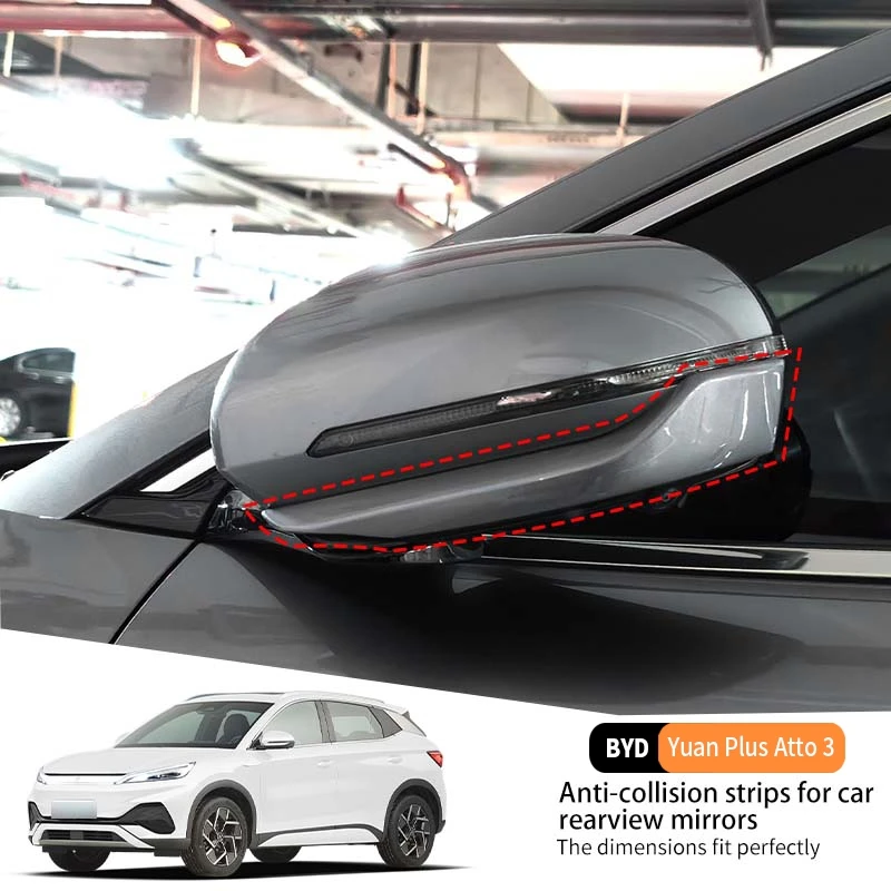 

For Byd Yuan Plus Atto 3 2022-2025 Car Door Rearview Mirror Anti-collision Strip Scratch Wear resistant Protective Accessories
