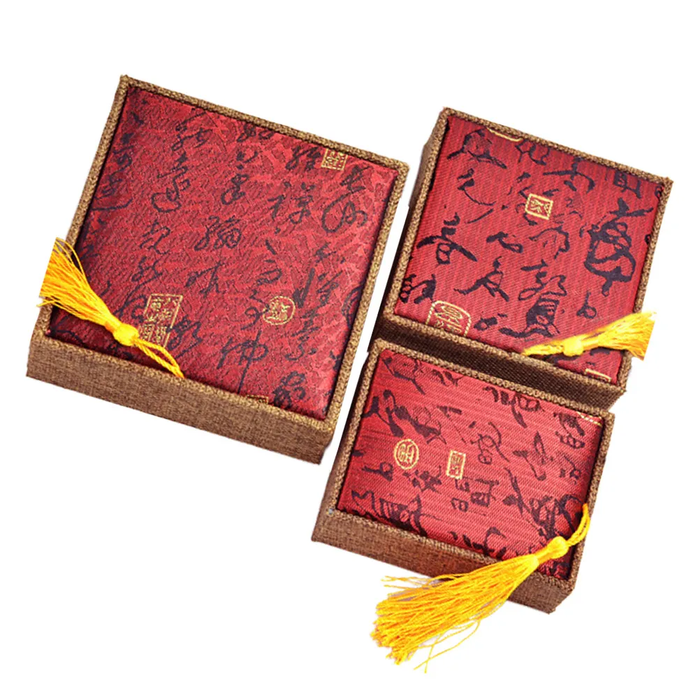

3pcs Jewelry Gift Box Set Elegant Storage For Necklace Bracelet Bangle Silk Tassel Package Boxes Vintage Keepsake Case