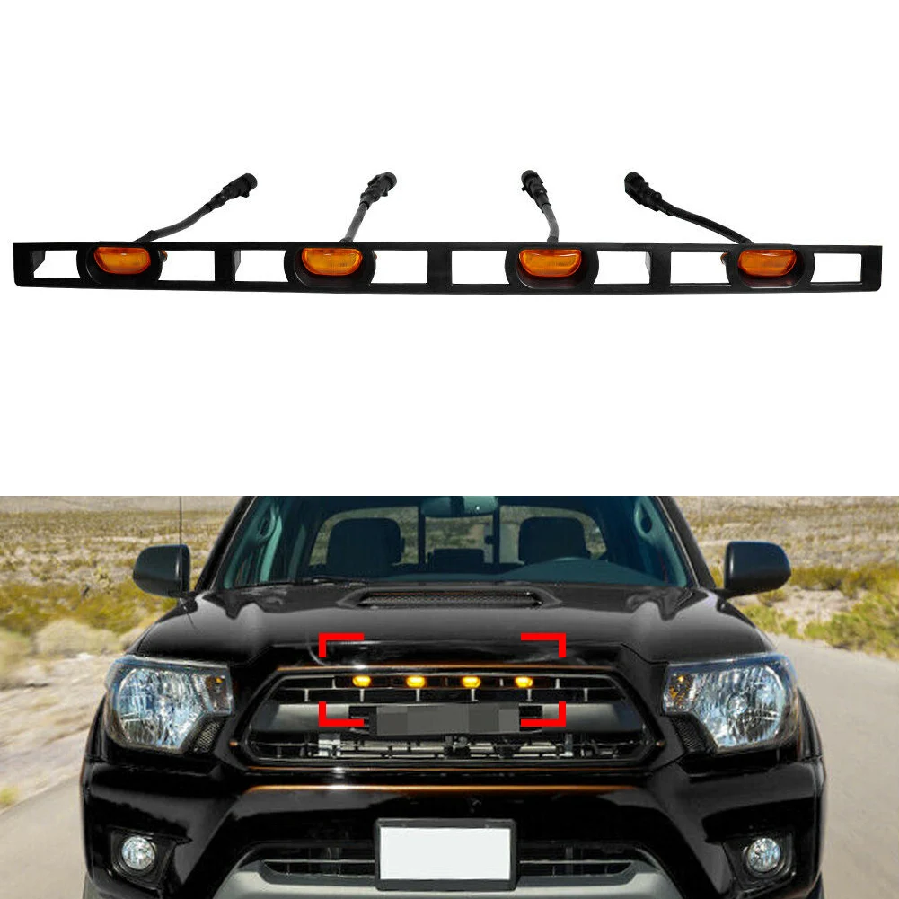 

For Toyota Tacoma 2012-2015 Car Front Hood Grille Amber LED Lights Assy w/ Wire Harness Indicator Lamp 2012 2013 2014 2015