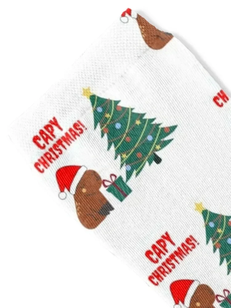 Cute Capybara Christmas Tree Socks Climbing happy Men Socks Luxury Brand Women's