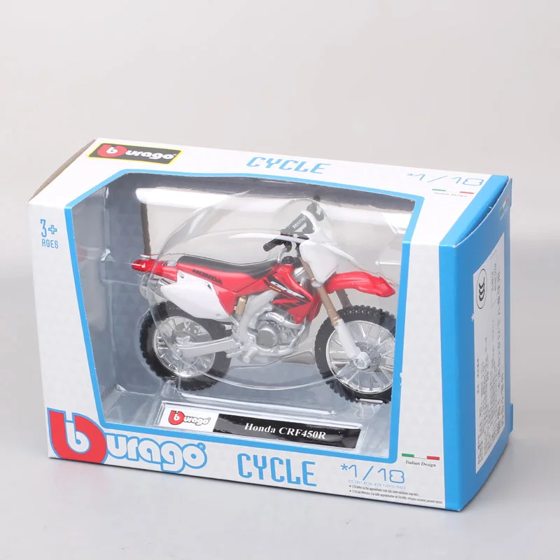 1/18 Scale Bburago Honda CRF450R Motorcycle Enduro Diecasts & Toy Vehicles Dirt Bike Motocross Toy Model  Action Figure Replicas