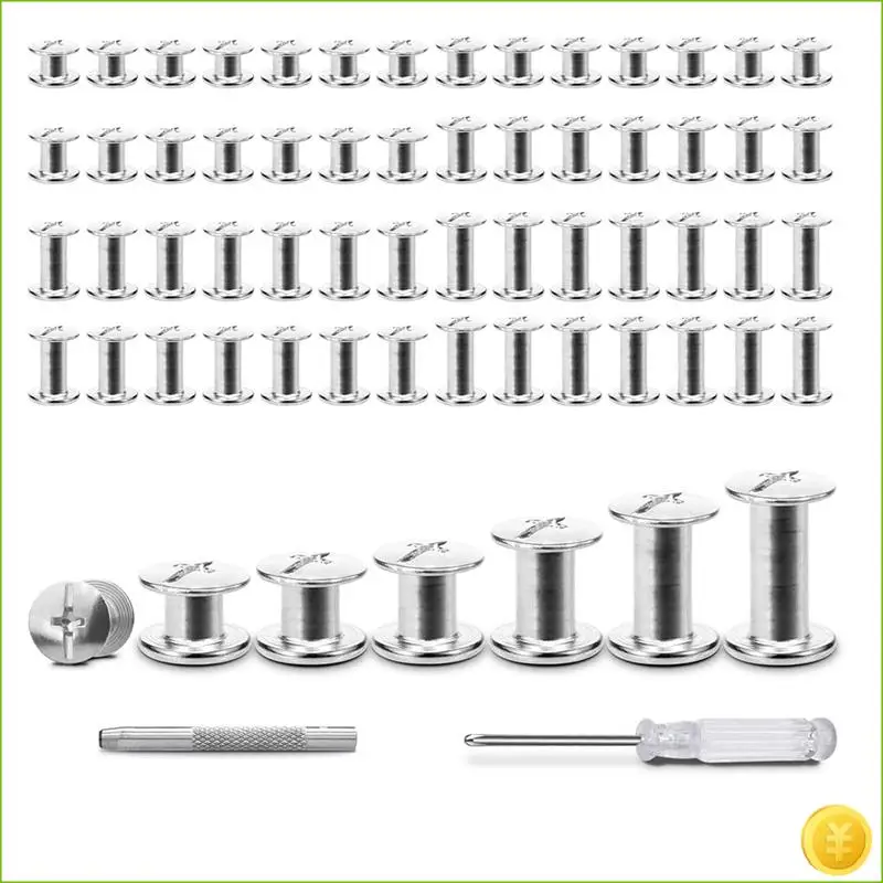 120 Sets Leather Rivet Binding Screws Hardware Fasteners For Belts, Wallets, Bags, Collars