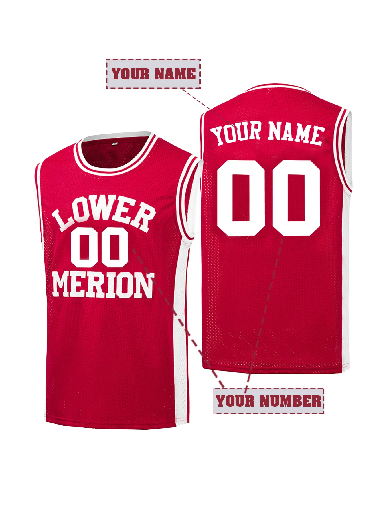 Lower Merion Custom Basketball Jersey Personalized Embroidered Name and Number Sleeveless Unisex Fan Shirt Tank Top