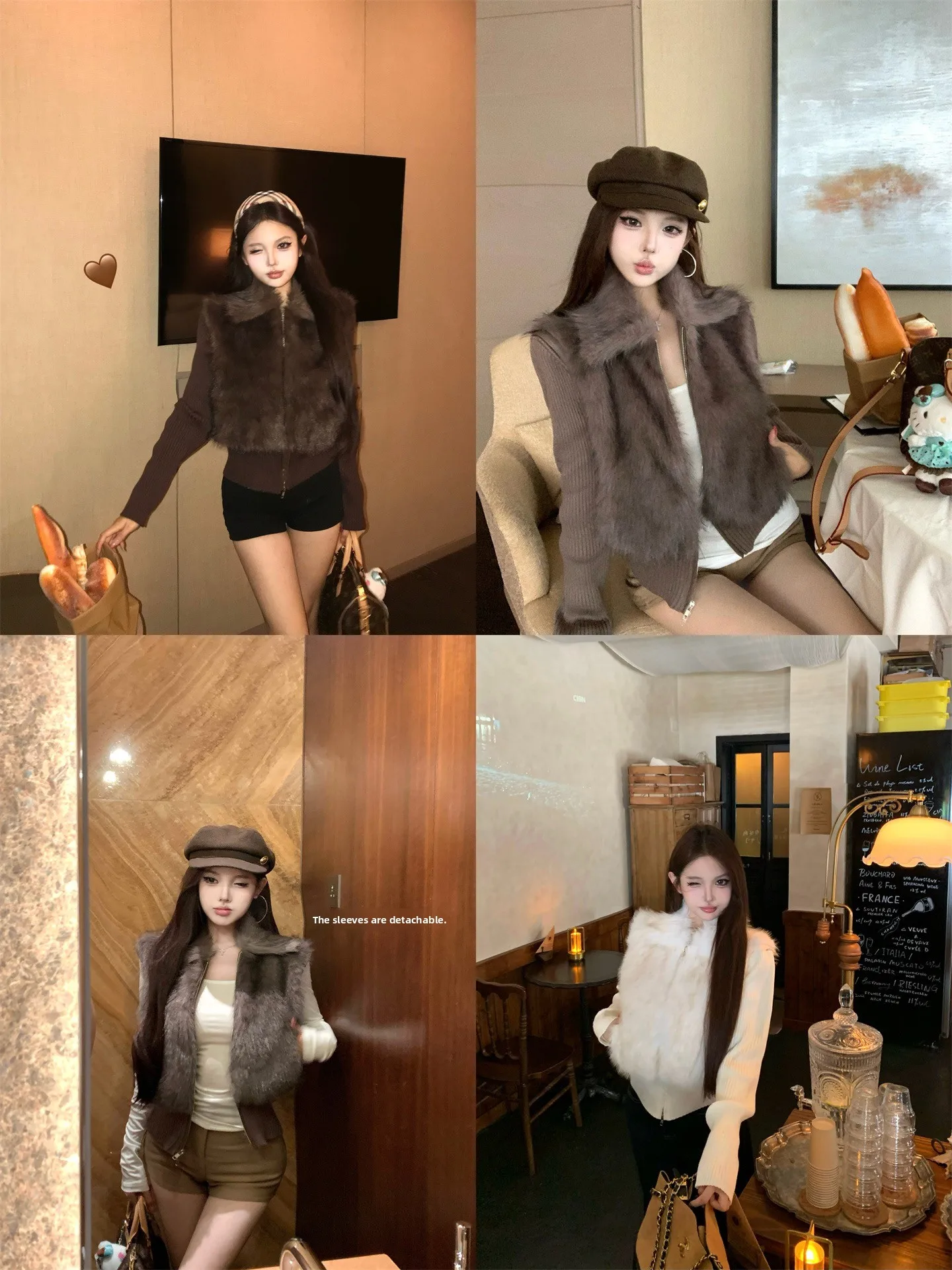 

RIZZMA Autumn Winter Short Knitted Fur Jacket Women's Slim Fit Cardigan Style Commute Fashion Fake Fur Outerwear Coat