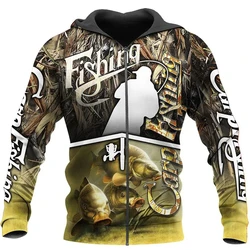 Hoodies Fishing Graphic 3d Print Zipper Sweatshirts Men Women Unisex Hooded Oversized Hoodie Kids Zip Up Sweatshirts Tracksuits