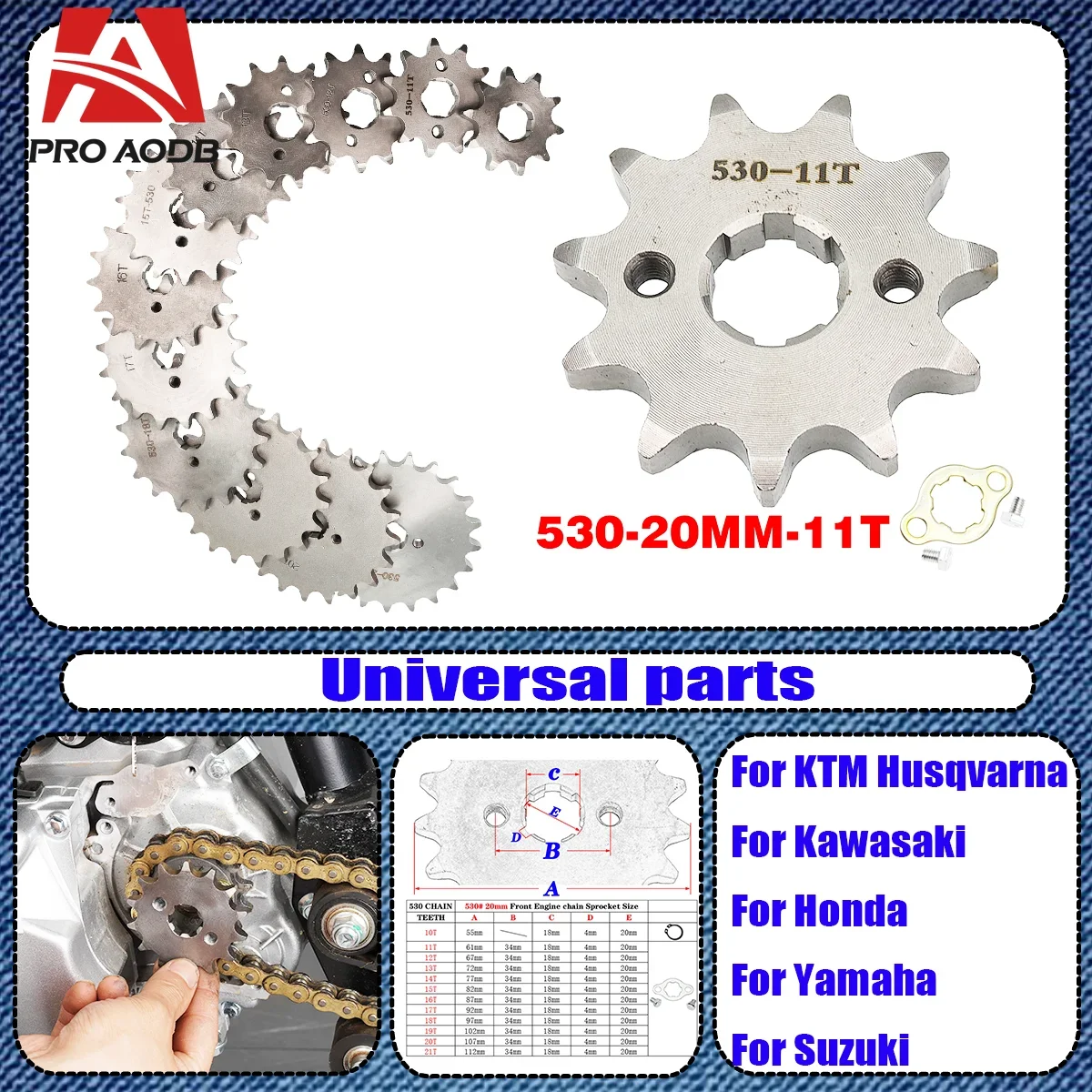 

Front Engine Sprocket For ATV Quad Dirt Pit Bike Buggy Motorcycle 530# 20mm 10T 11T 12T 13T 14T 15T 16T 17T 18T 19T 20T 21T