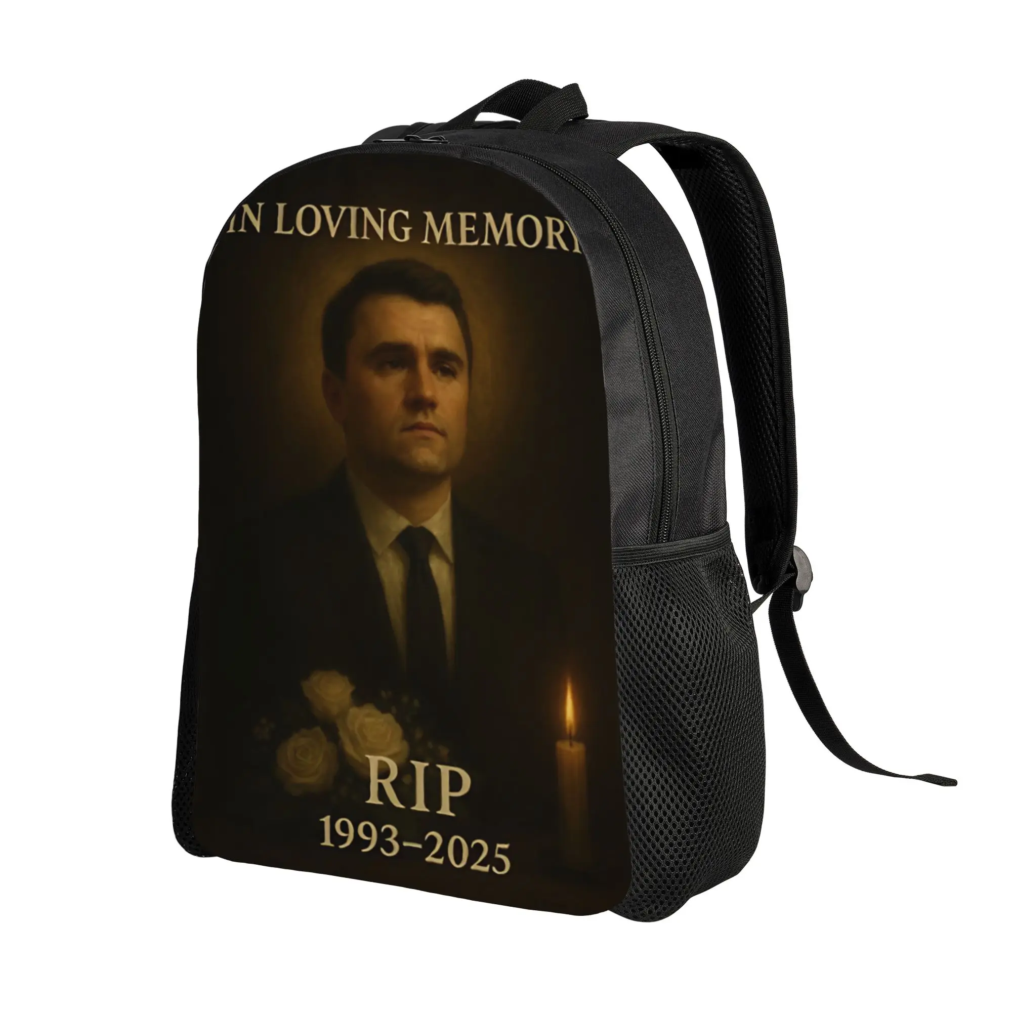 Charlie Kirk Rest In Peace Backpack Unisex  Durable Backpacks Polyester Casual High School Bags Travel Custom Rucksack